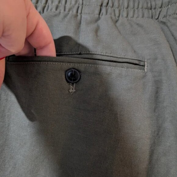 NWT Club Monaco | Men's Elasticated Linen Blend Trousers in Olive Green - Picture 12 of 16